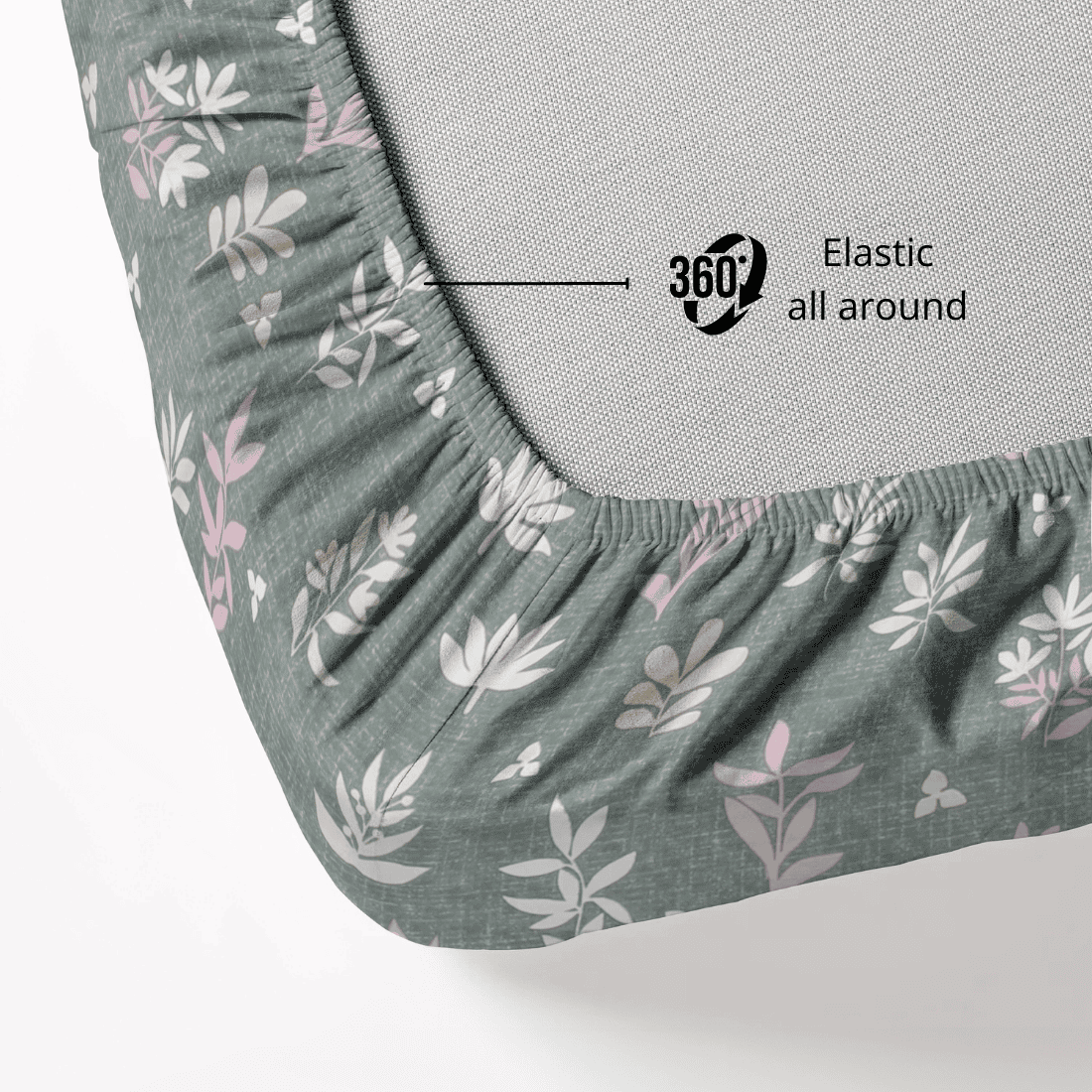 Floral patterned fitted Beedsheet with Elastic all around feature on a mattress.