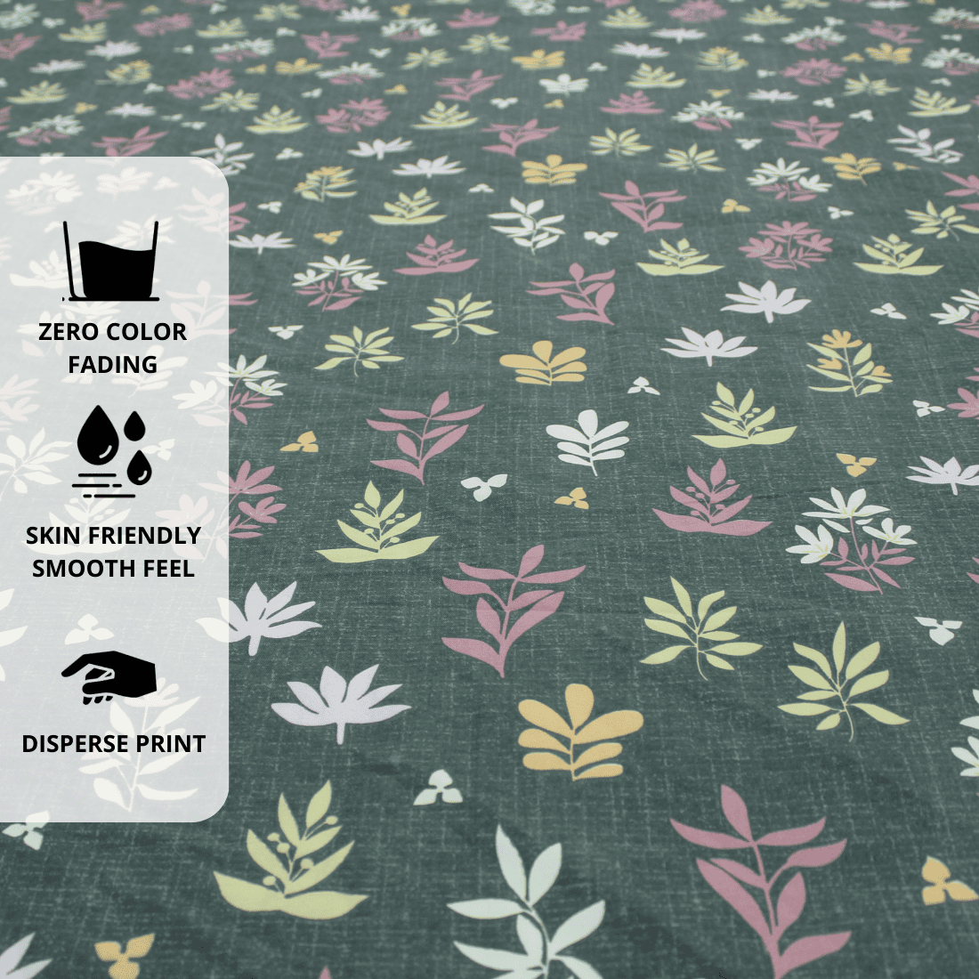 Grey fitted bedsheet with floral print Design 