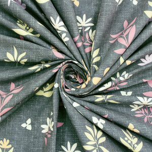 Grey fitted bedsheet with floral print Design 