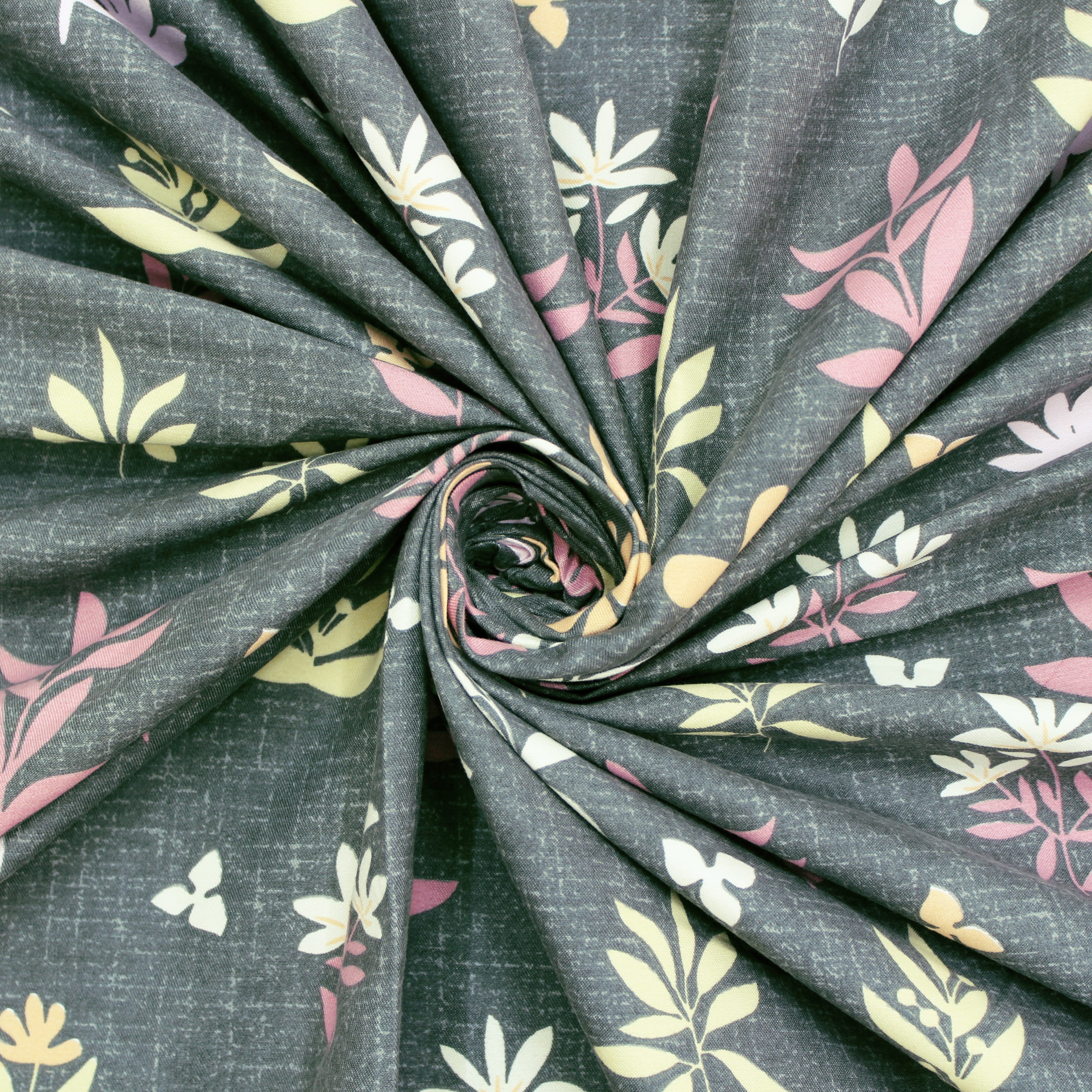Grey fitted bedsheet with floral print Design 