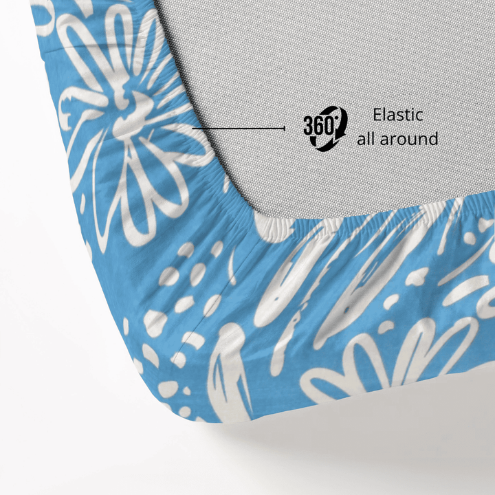 Close-up of 360 elastic fitted bedsheet