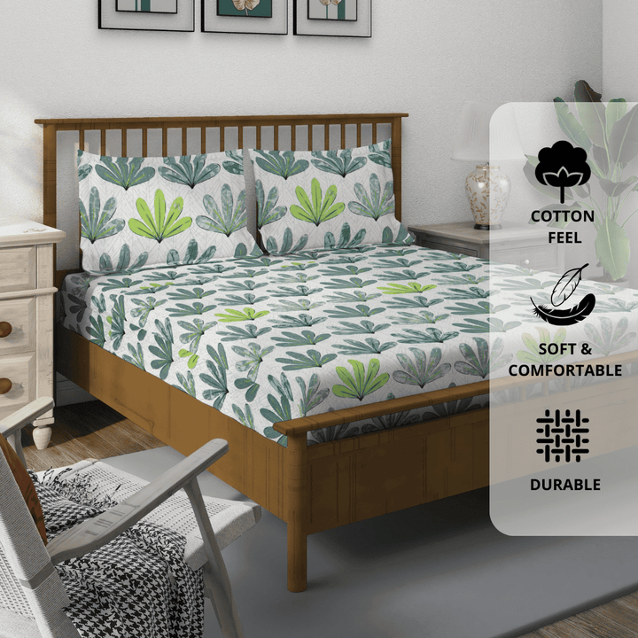 Multicolor floral 210 TC cotton bedsheet with matching pillow covers