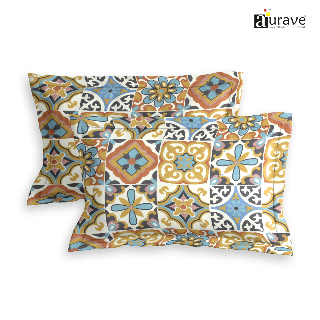 Printed Floral Set of 2 Pcs Pillow Cover - Brown