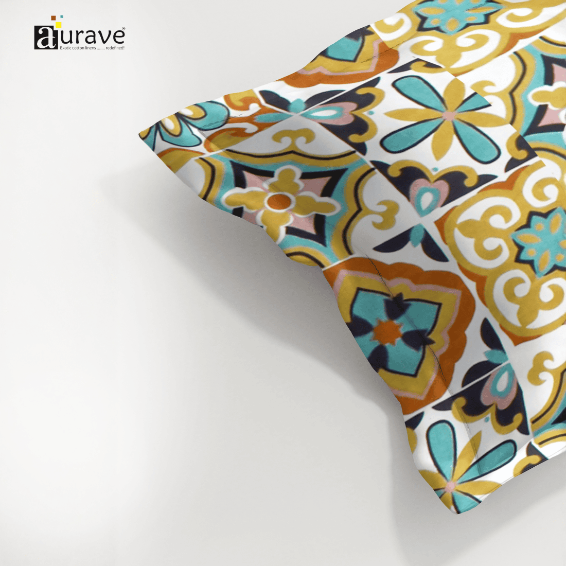 Printed Floral  Pillow Cover - Brown