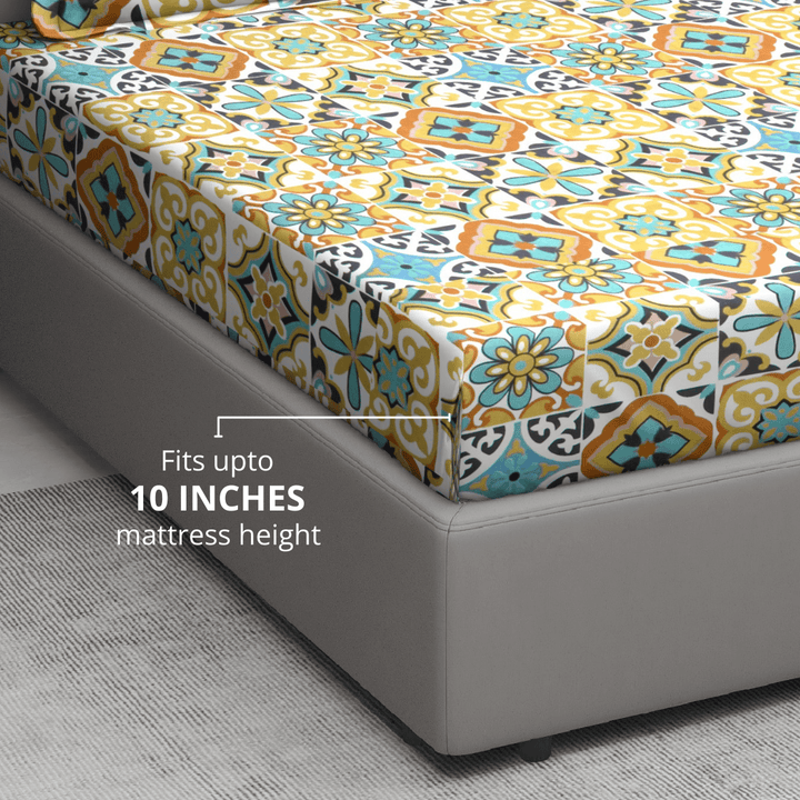 Floral multicolor fitted bedsheet 