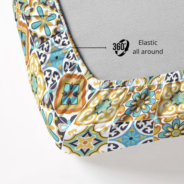 Floral multicolor fitted bedsheet 