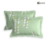 Printed Floral Set of 2 Pcs Pillow Cover - Green
