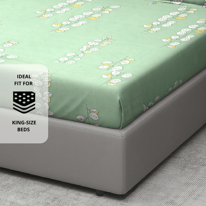 Green Floral 210 TC bedsheet
