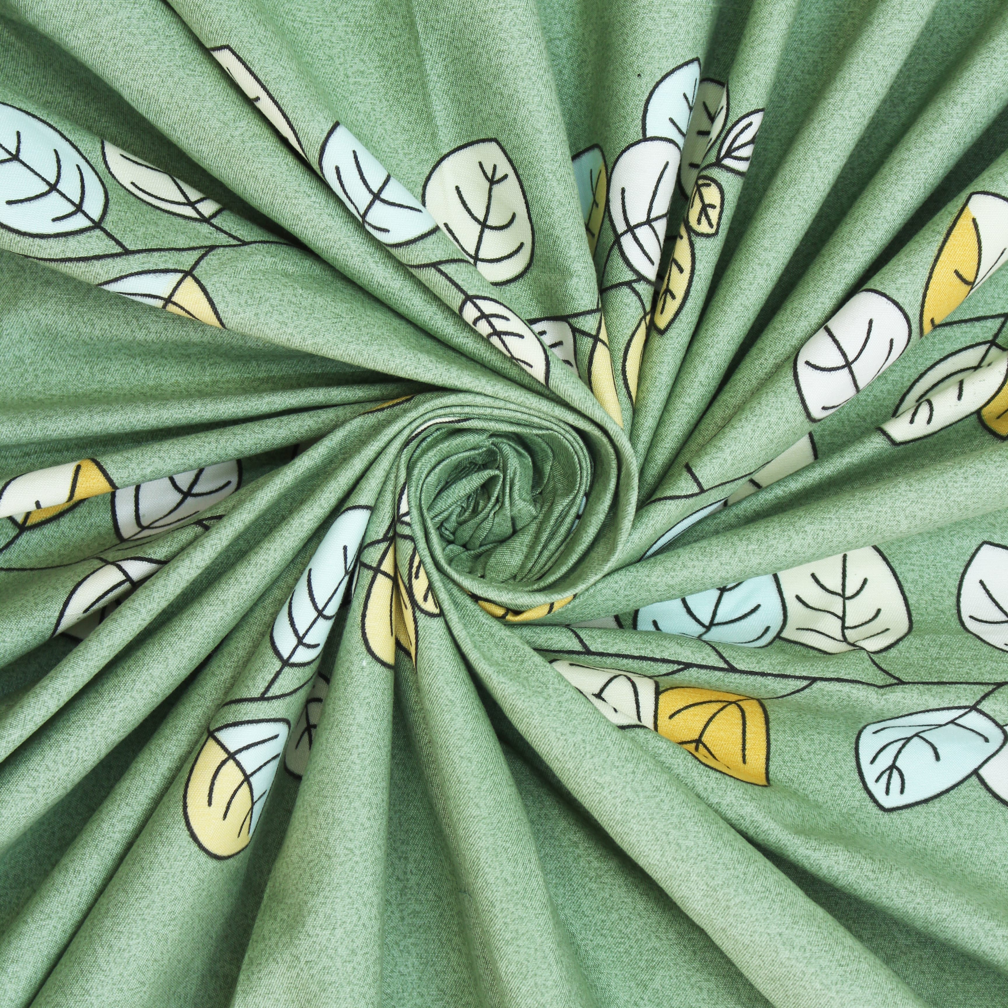 Green floral 210TC fitted bedsheet 