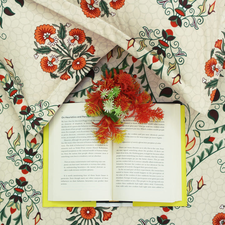 Premium multicolor floral 210 TC flat bedsheet with pillow covers