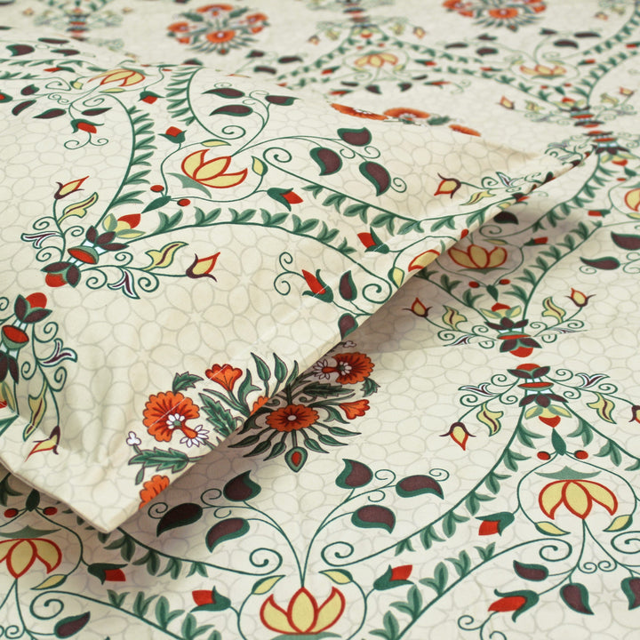 Premium multicolor floral 210 TC flat bedsheet with pillow covers