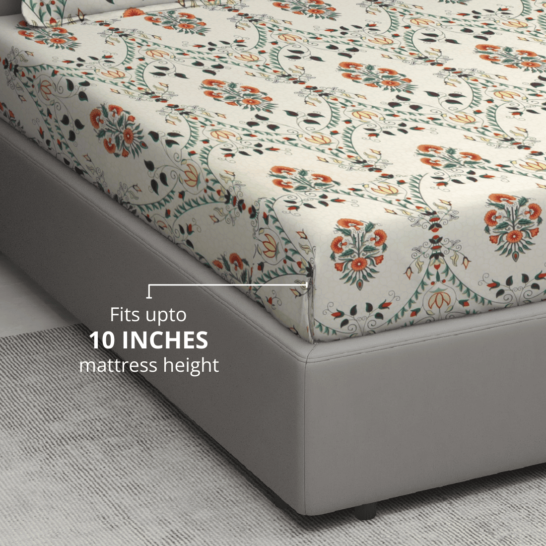 Fitted Bedsheet Fits Upto 10 Inches Mattress Height