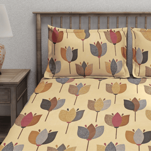 Stylish king size floral flat bedsheet with pillow covers