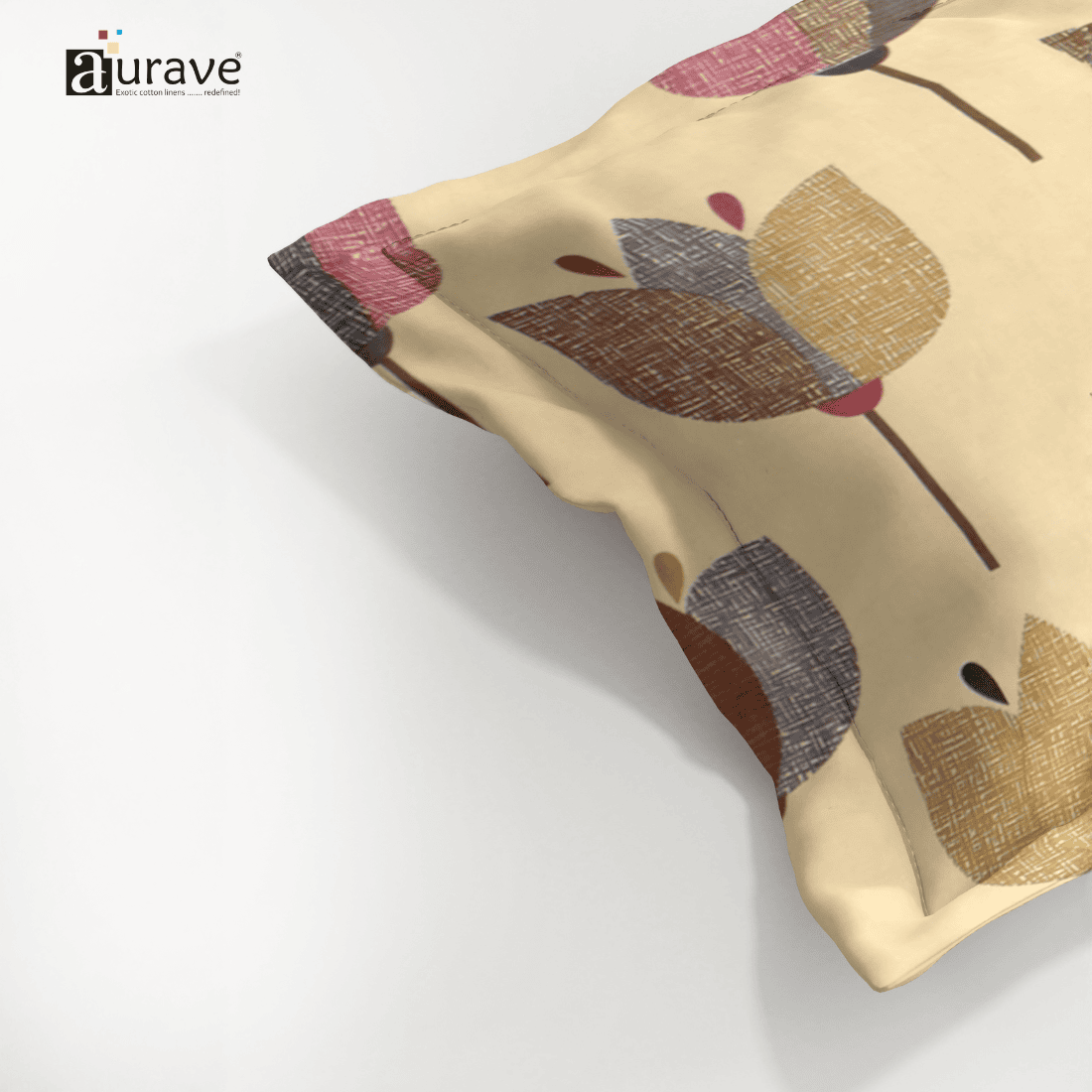Printed Floral Pillow Cover - Brown