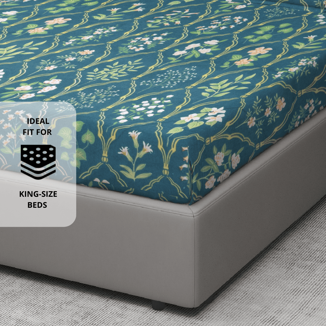 king size floral 210 TC flat bedsheet 