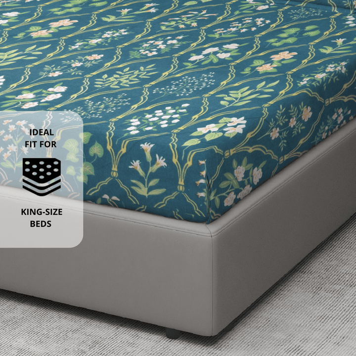 king size floral 210 TC flat bedsheet 