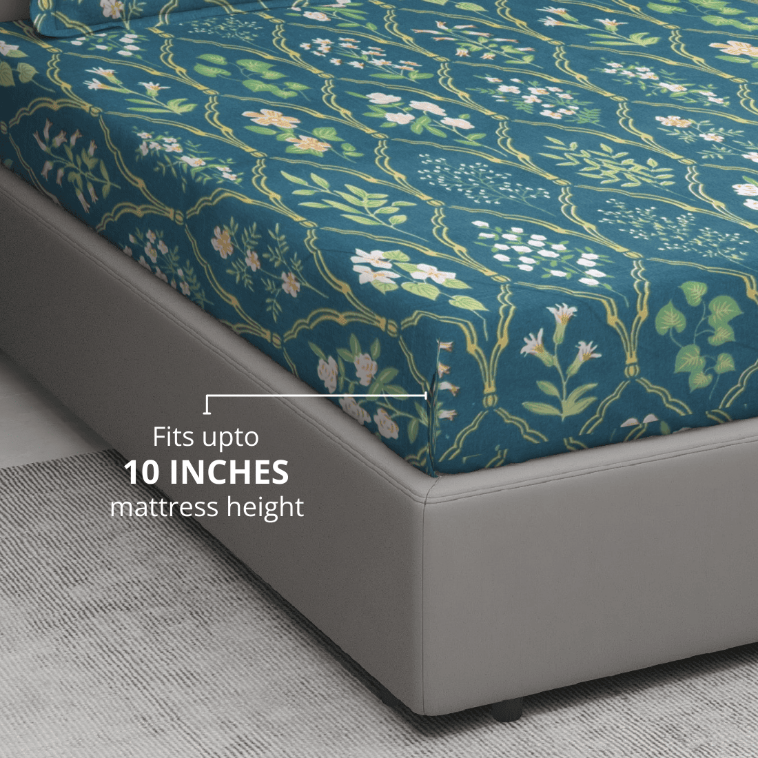 Fiited bedsheet Fits Upto 10 Inches Mattress Height 
