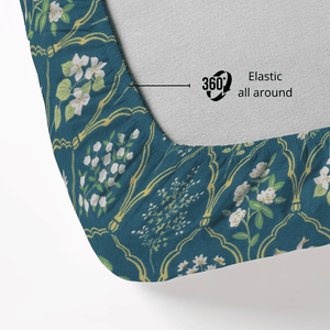 Floral patterned fabric with elastic all around feature 