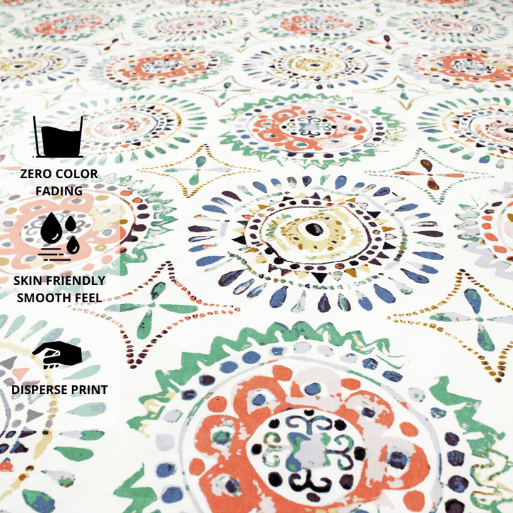 Multicolor Geometric 210 TC flat bedsheet Design