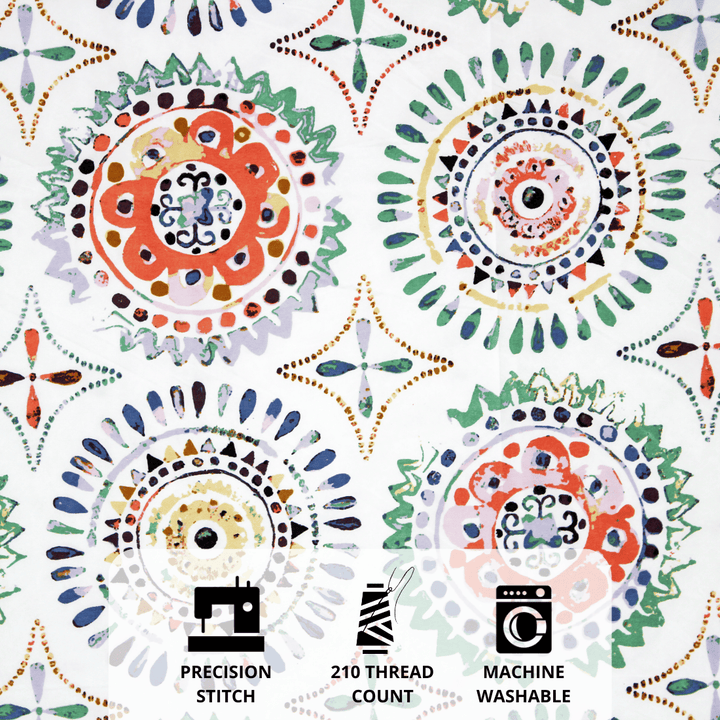 Full View Multicolor geometric 210 TC flat bedsheet 