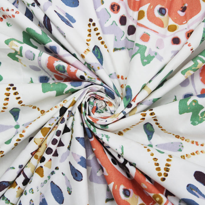 Multicolor geometric 210 TC flat bedsheet