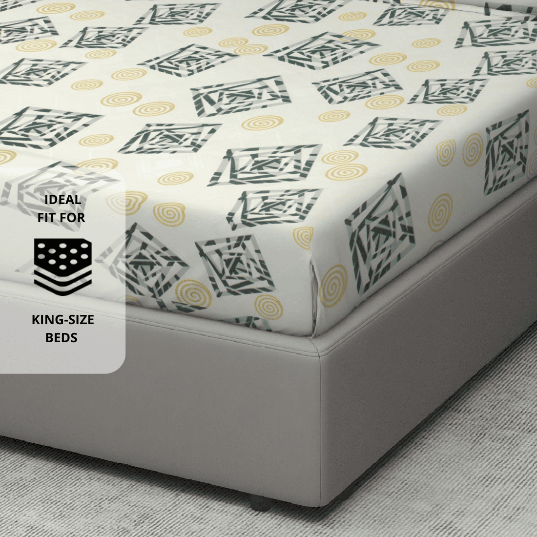 Geometrical 210 TC flat bedsheet 
