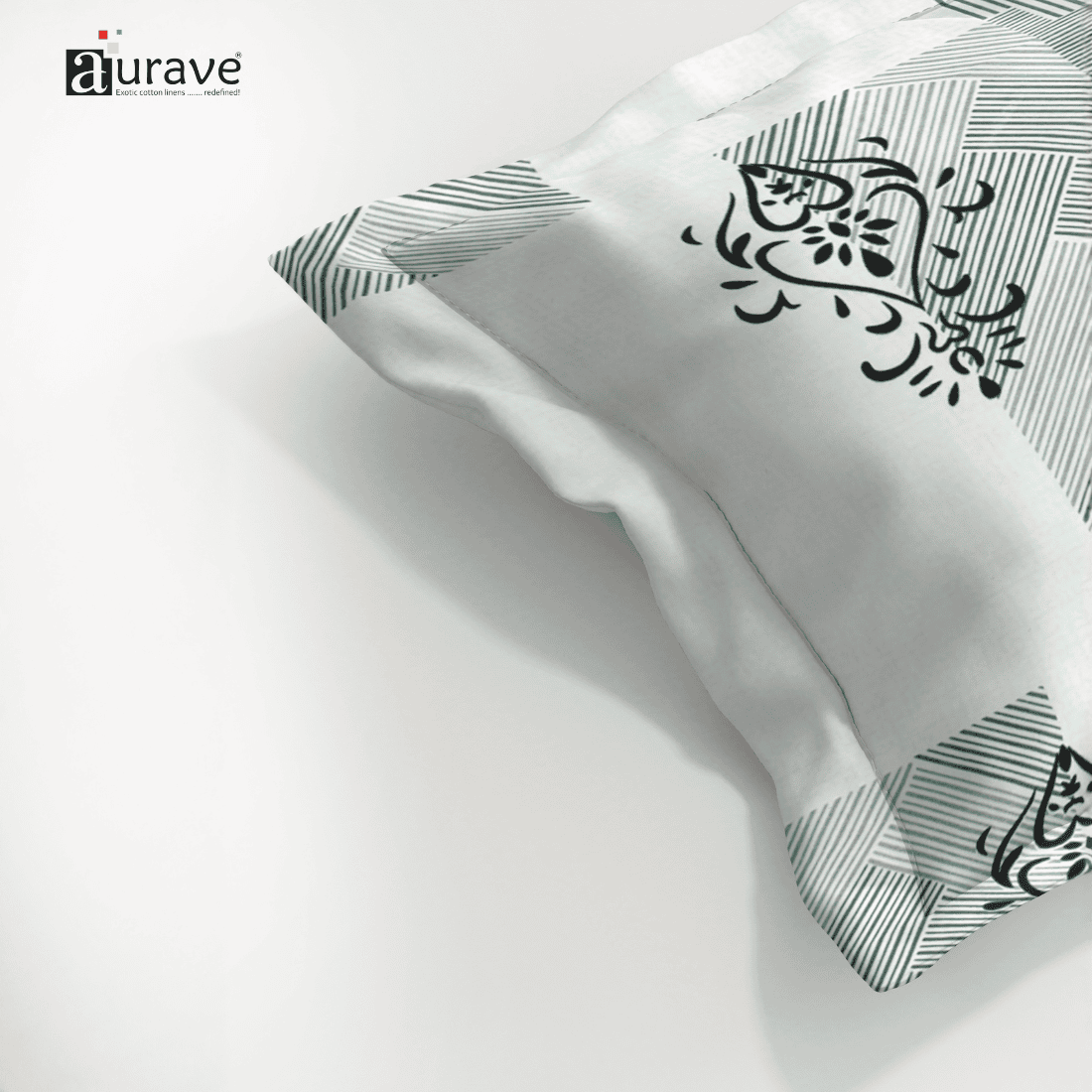 Printed Floral  Pillow Cover - Grey
