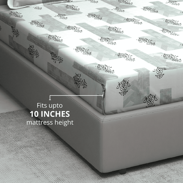 Damask pattern  Bedsheet Fits upto 10 inches Mattress height