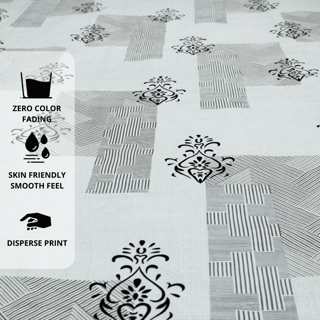 Damask Bedsheet displayed on bed 