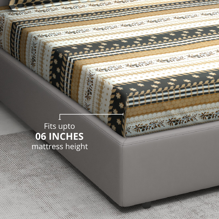 Abstract design fitted bedsheet fits mattress up to 6 inches height