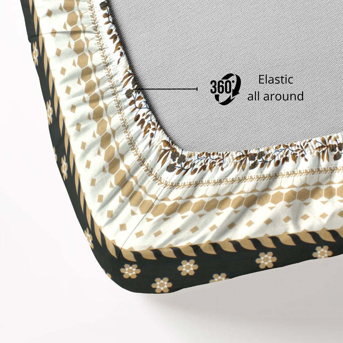 Fitted  bedsheet with Abstract elastic all around