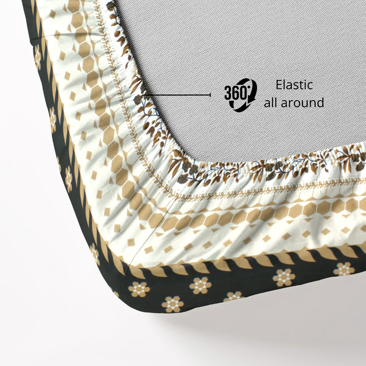 Fitted  bedsheet with Abstract elastic all around