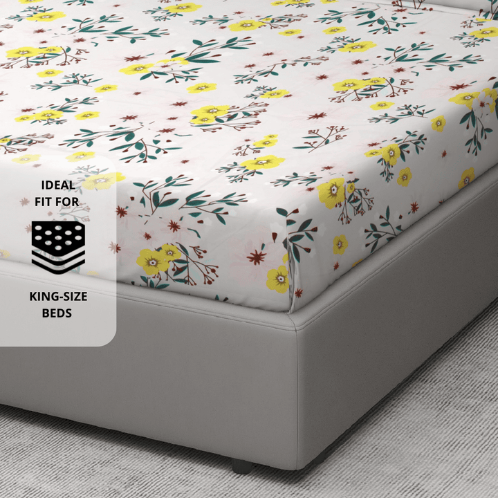 Floral 210 TC Flat Bedsheet 
