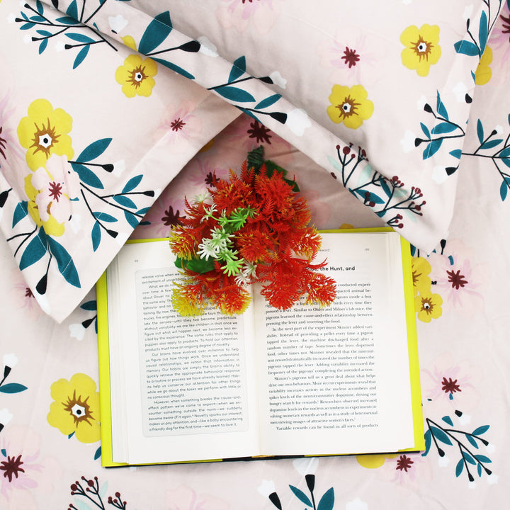 Floral 210 TC Flat bedsheet with matching pillow covers
