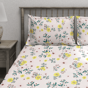 Floral 210 TC Fitted bedsheet with Pillow Covers -  Multicolor