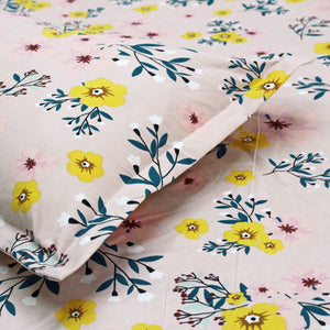 Floral 210 TC Fitted bedsheet with Pillow Covers -  Multicolor