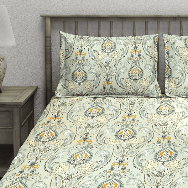 Multicolor Floral Flat Bedsheet with pillow covers