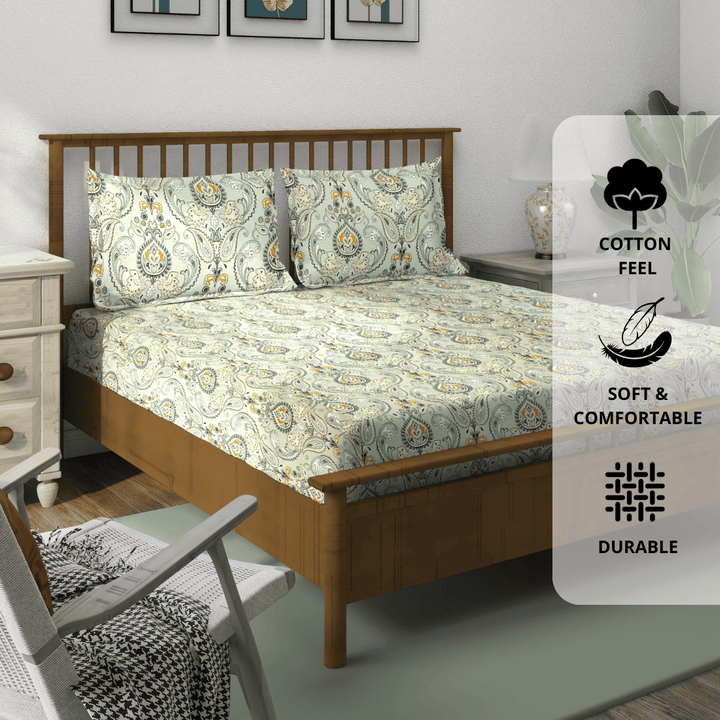 Multicolor Floral Flat Bedsheet with pillow covers