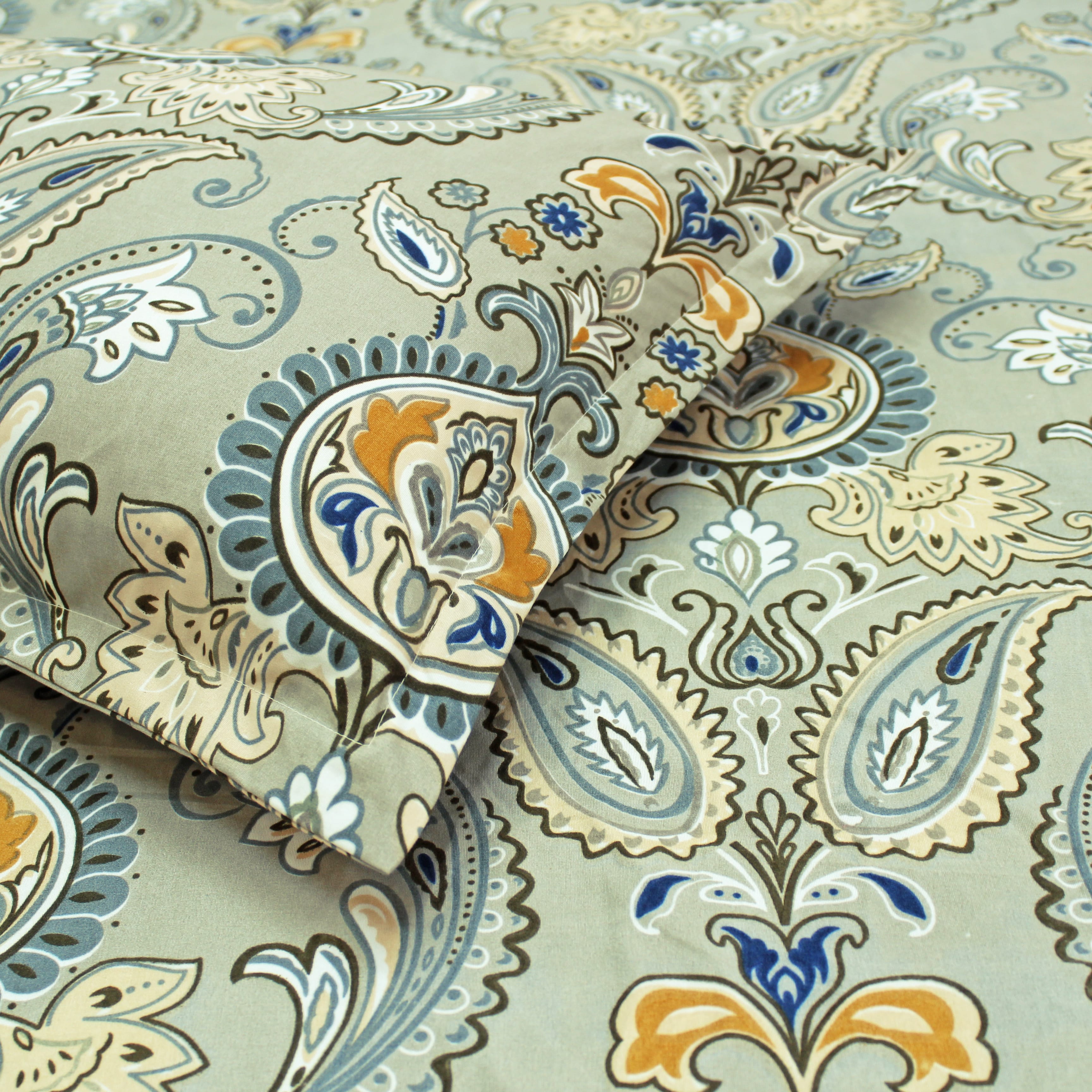 Close Up Floral 210 TC Fitted bedsheet with Pillow Covers -  Multicolor