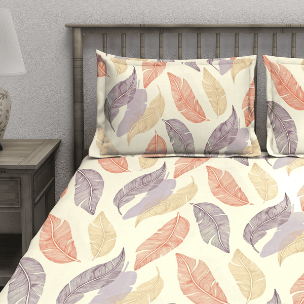 Soft Cotton Floral Bedsheet – 210 TC Flat Set with Two Pillow Covers