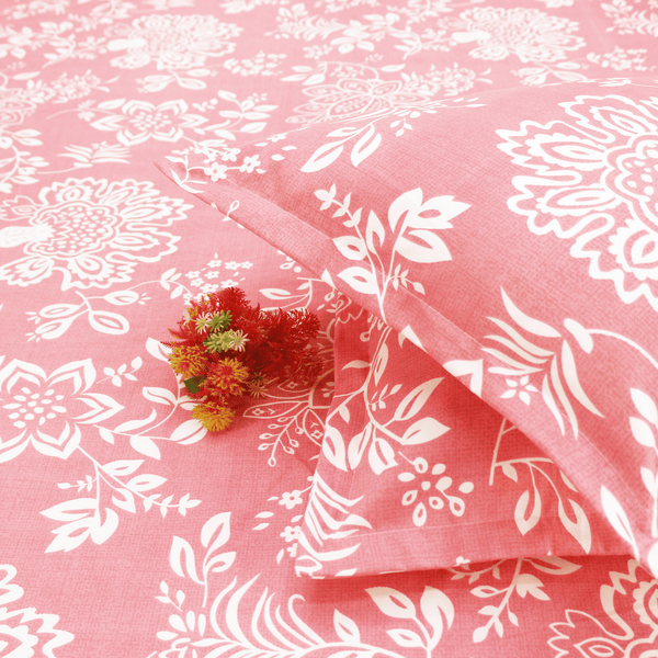 Floral 210 TC Fitted bedsheet with Pillow Covers 