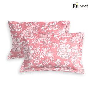 Printed Floral Set of 2 Pcs Pillow Cover - Pink