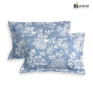 Printed Floral Set of 2 Pcs Pillow Cover - Blue
