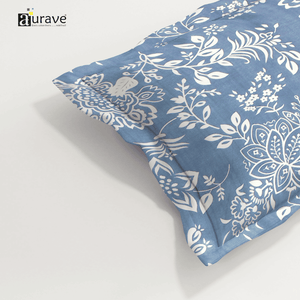 Printed Floral  Pillow Cover - Blue
