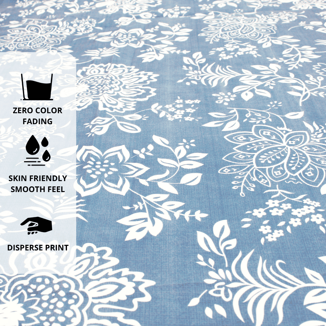 Blue floral 210 TC cotton flat bedsheet  Design
