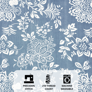 Soft and smooth 210 TC blue floral cotton flat bedsheet design 