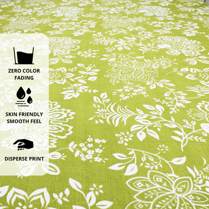 Green Floral 210 TC flat bedsheet Design