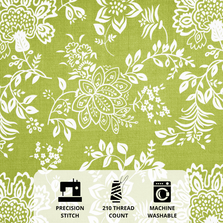 Close-up of Green Floral 210 TC flat bedsheet