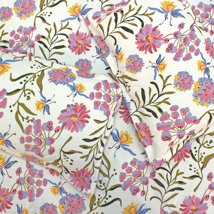 Soft multicolor floral pattern bedsheet fabric