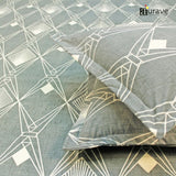 Geometrical 210 TC Fitted bedsheet with Pillow Covers -  Grey